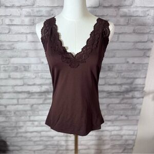 Lace-Trimmed Camisole in Dark Brown